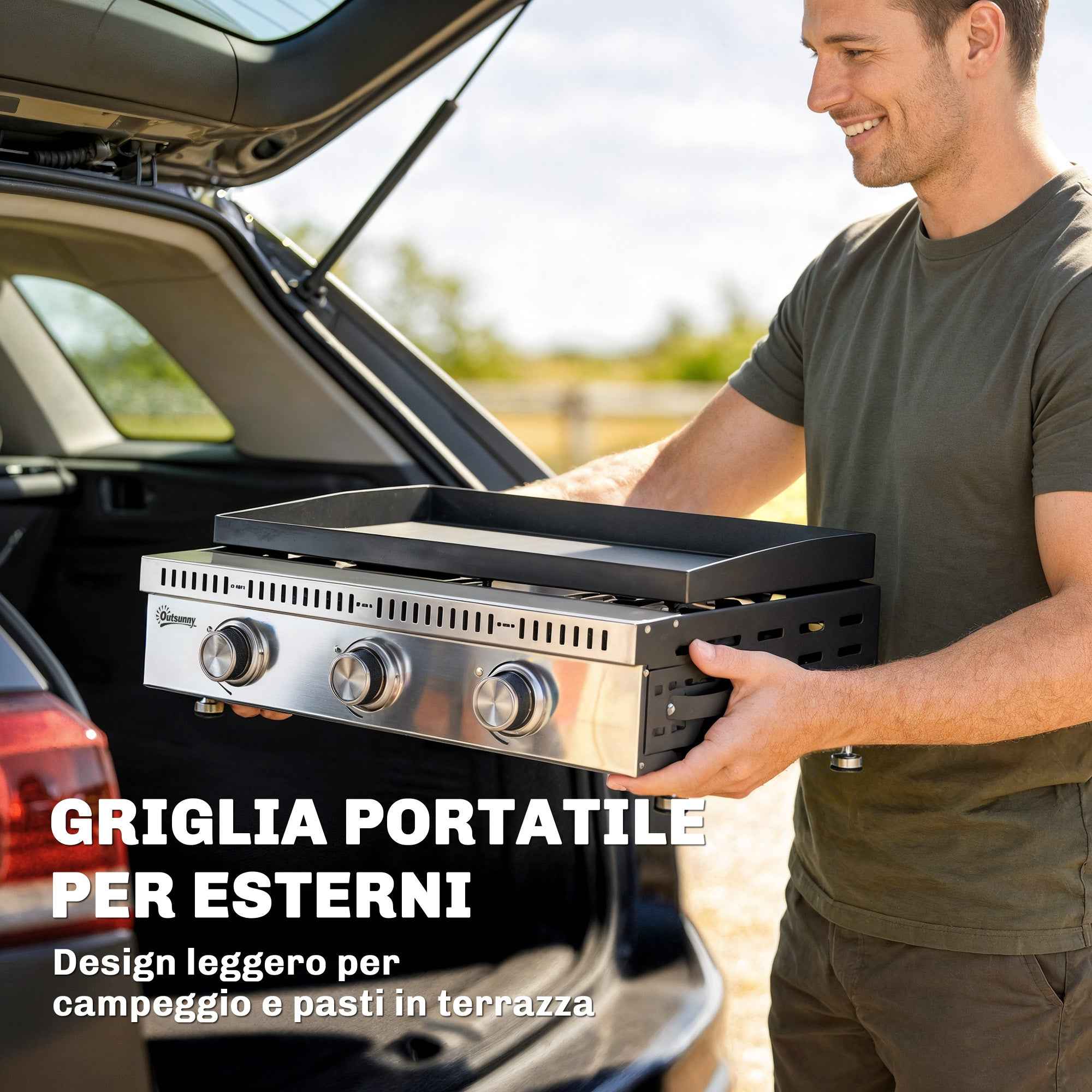 Outsunny Portable Tabletop Gas Grill with Grease Tray, Black