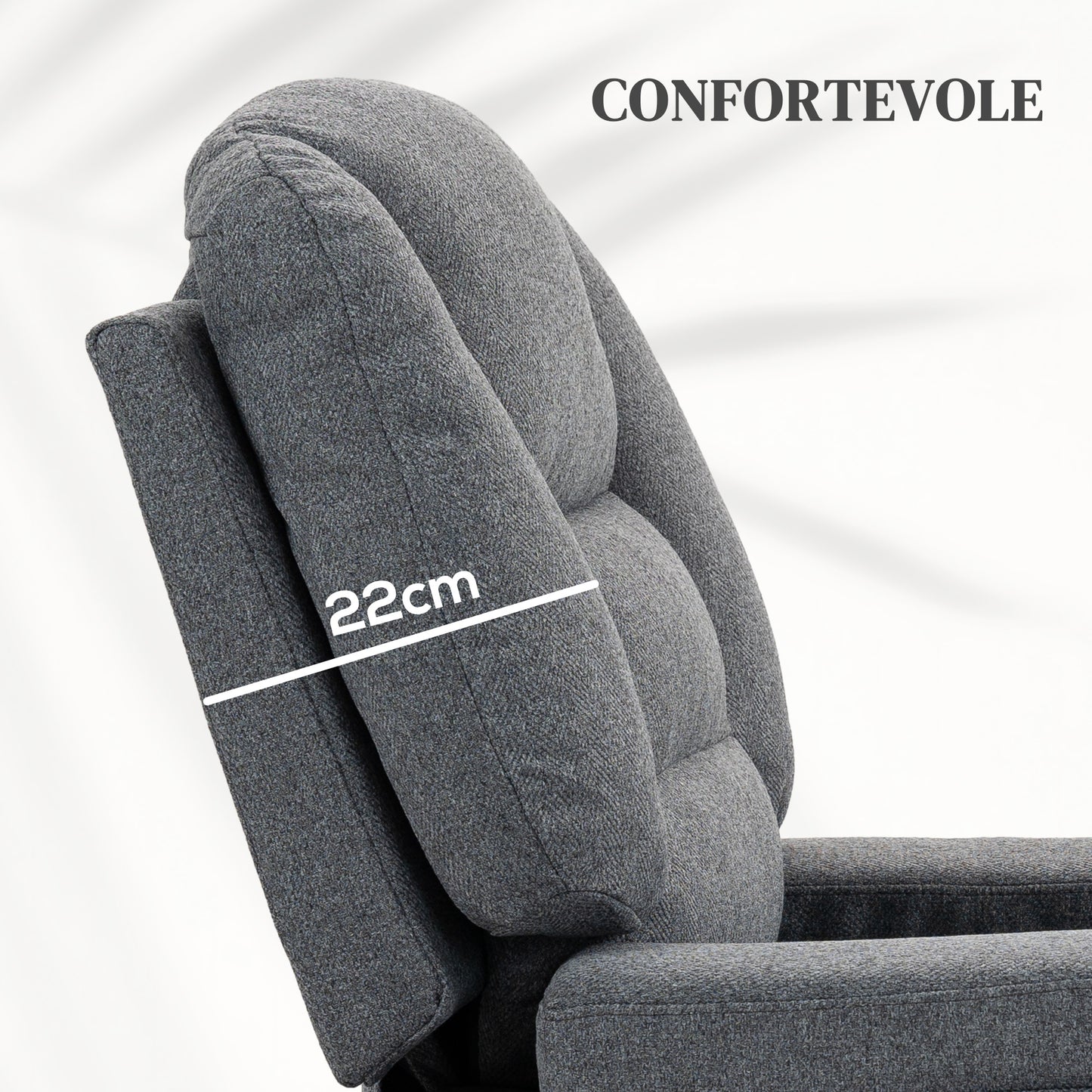 Lift Reclining Chair with 8 Massage Points, in Linen Effect Fabric, 97x90x102 cm, Grey