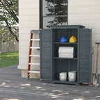 Outsunny Outdoor Wooden Wardrobe with 2 Shutter Doors and Internal Shelves, 87x46.5x160 cm, Grey