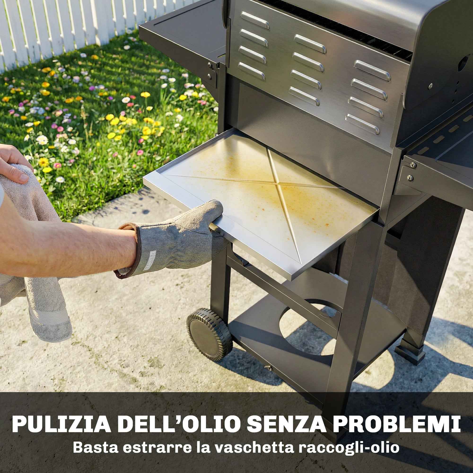 Outsunny 2-Burner Portable Propane Gas Grill with Thermometer, Black
