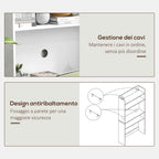 Folding Desk with 4-Tier Bookcase, 2 Wheels and Cable Hole, 80x69x155 cm, White