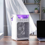 HOMCOM Table Fan with 3 Speeds, RGB Light and Adjustable Head, White