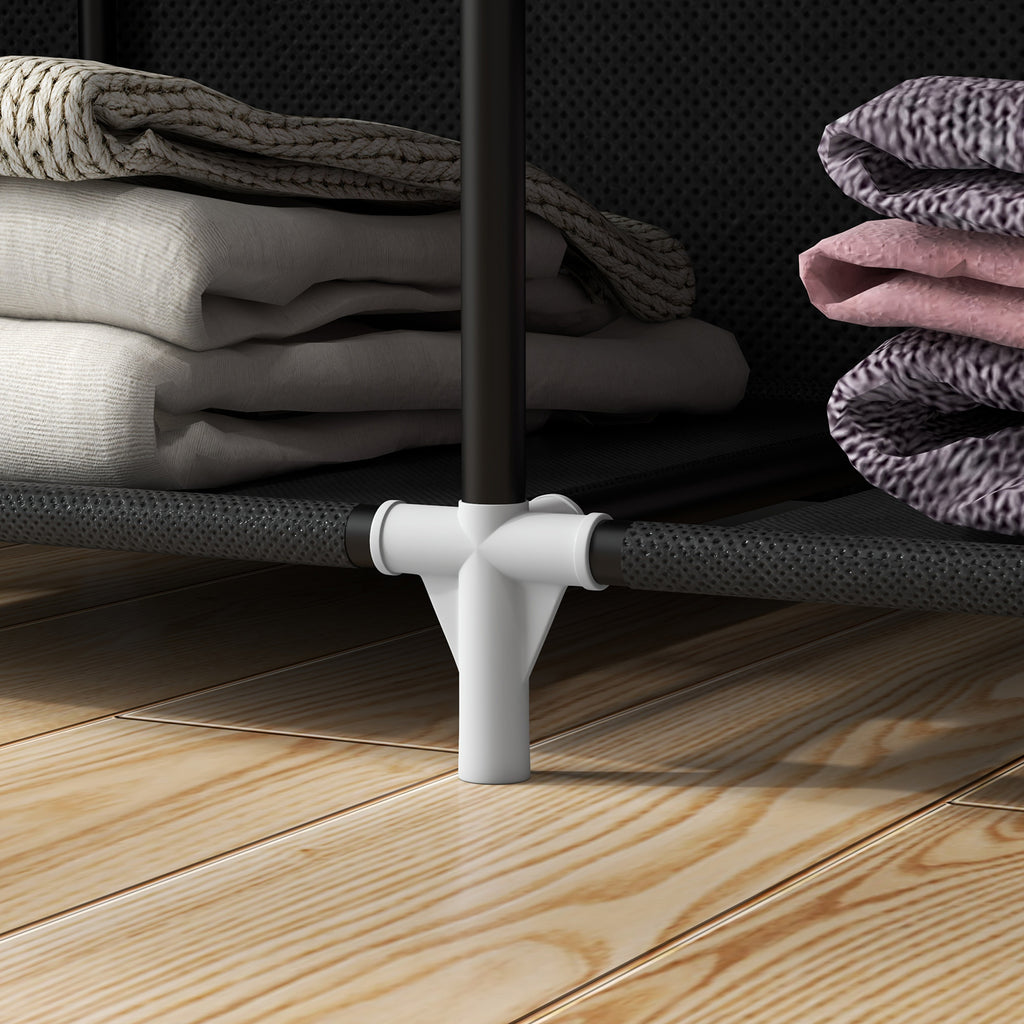 HOMCOM Fabric Wardrobe Space Saving 8 Shelves 125x43x162.5cm Black