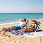 Outsunny Set of 2 Beach Mattresses with 4-Level Adjustable Backrest, in Steel and Polyester, 154x57x52 cm, Blue and White