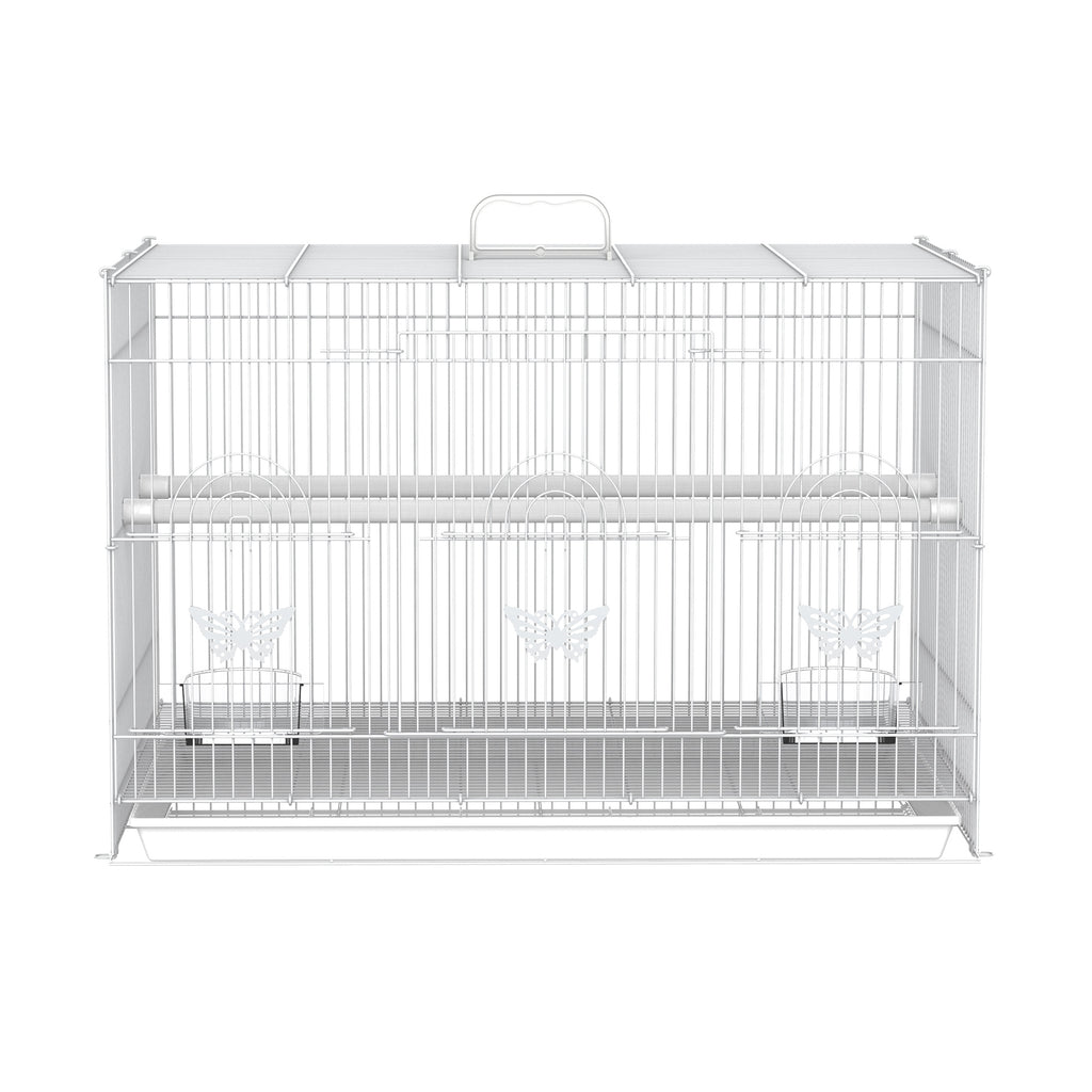 Metal Bird Cage with Perches, Food Bowls and Handle, 60x41x41cm