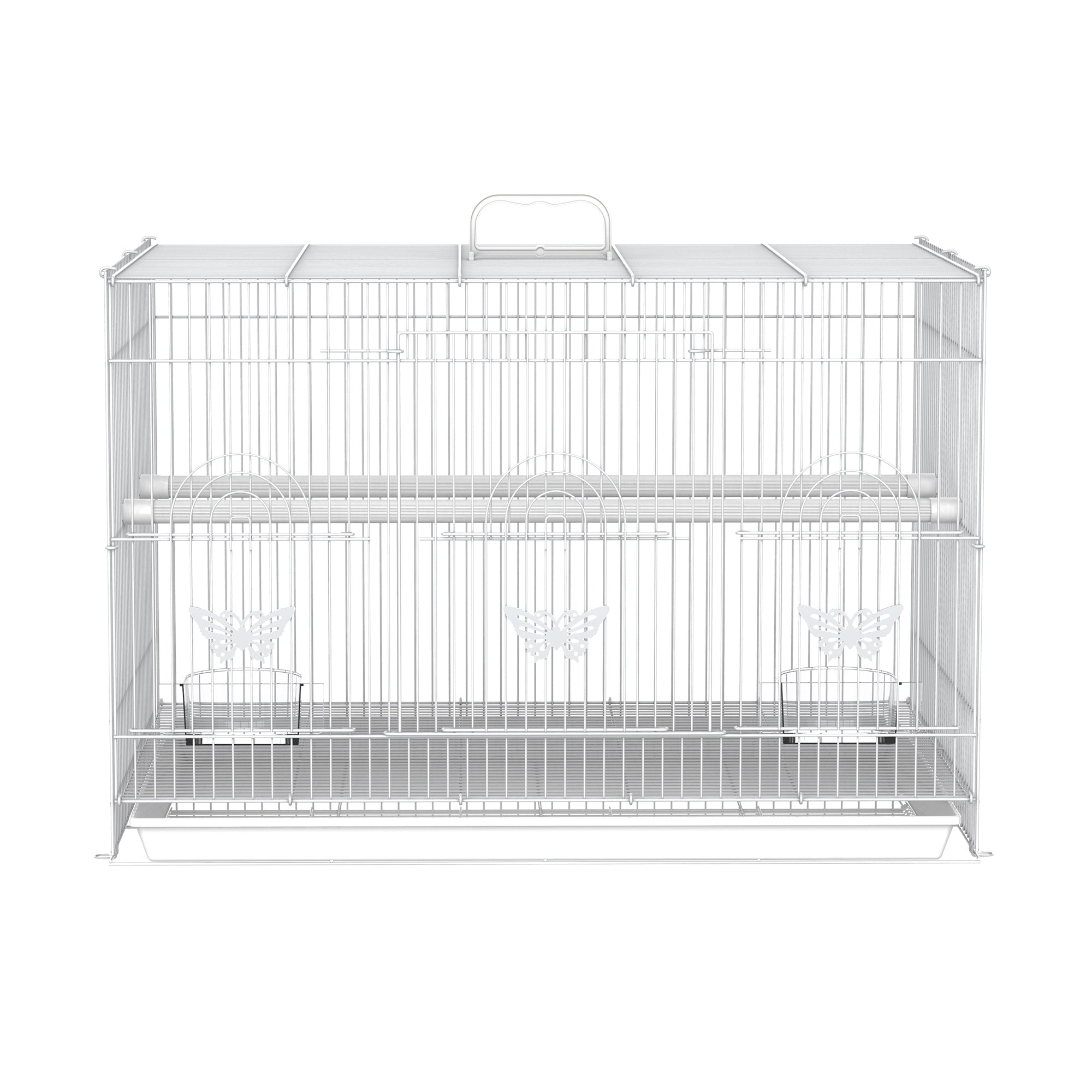 Metal Bird Cage with Perches, Food Bowls and Handle, 60x41x41cm