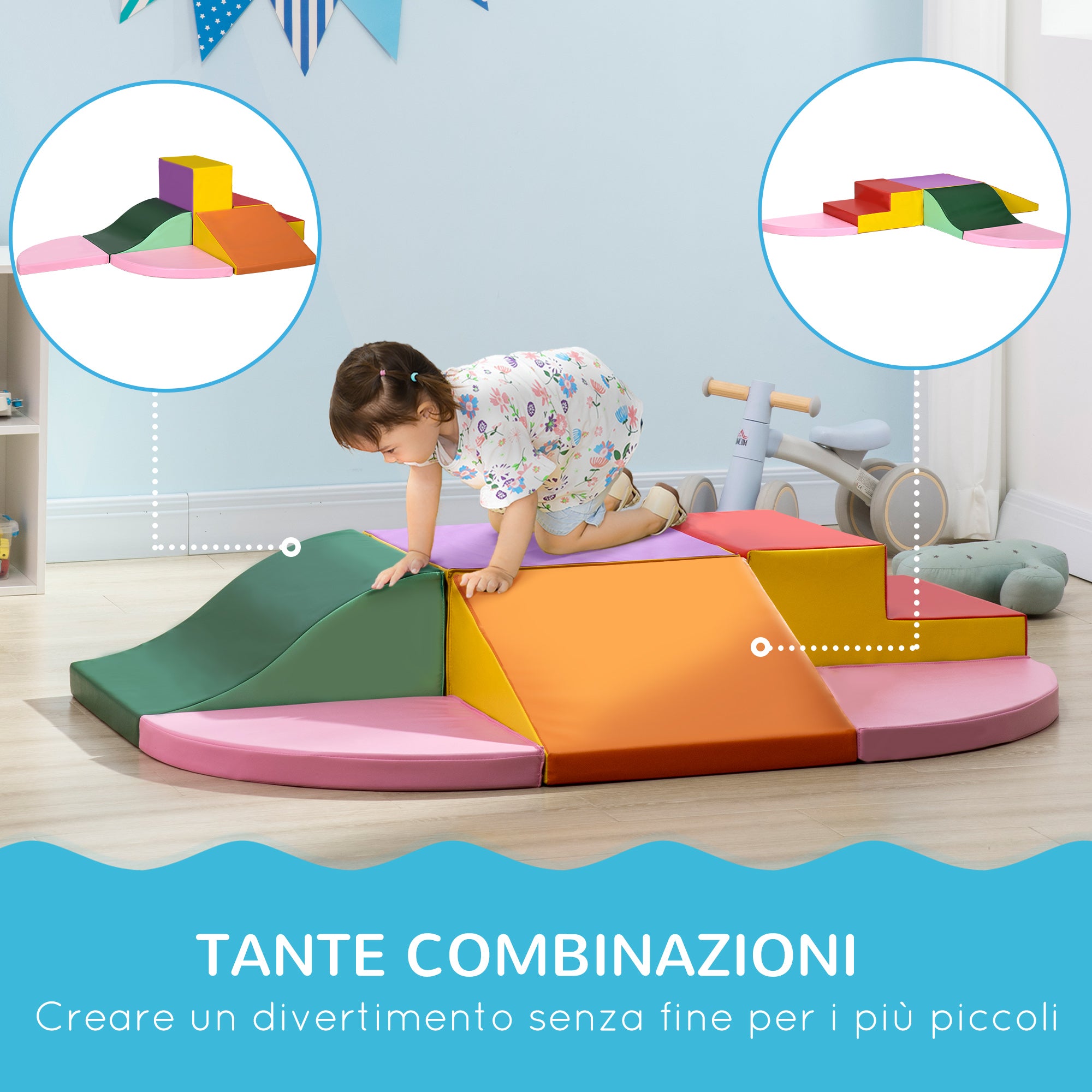 Soft Construction Set for Children 1-3 Years of 6 Pieces in Multicolored PU and EPE