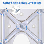 8-Level Adjustable Shower Chair with Drainage Holes, Aluminum and PE, 48x42x71-83.5 cm, White and Silver