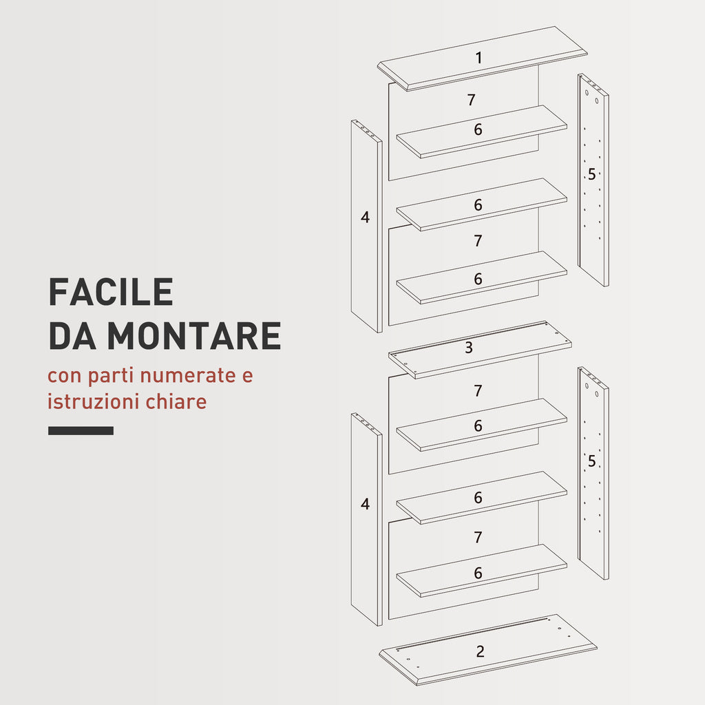 CD Rack with 6 Adjustable Shelves, 360 CDs/185 DVDs Capacity, 58x24x124.5 cm, Black