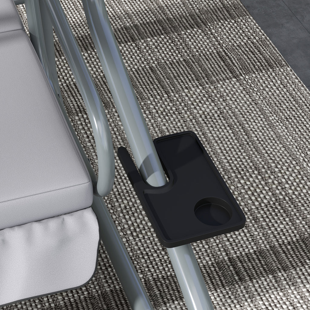 Swing Garden Bed with Adjustable Canopy and Trays, in Steel and Polyester, 200x120x164 cm, Gray - Borgè