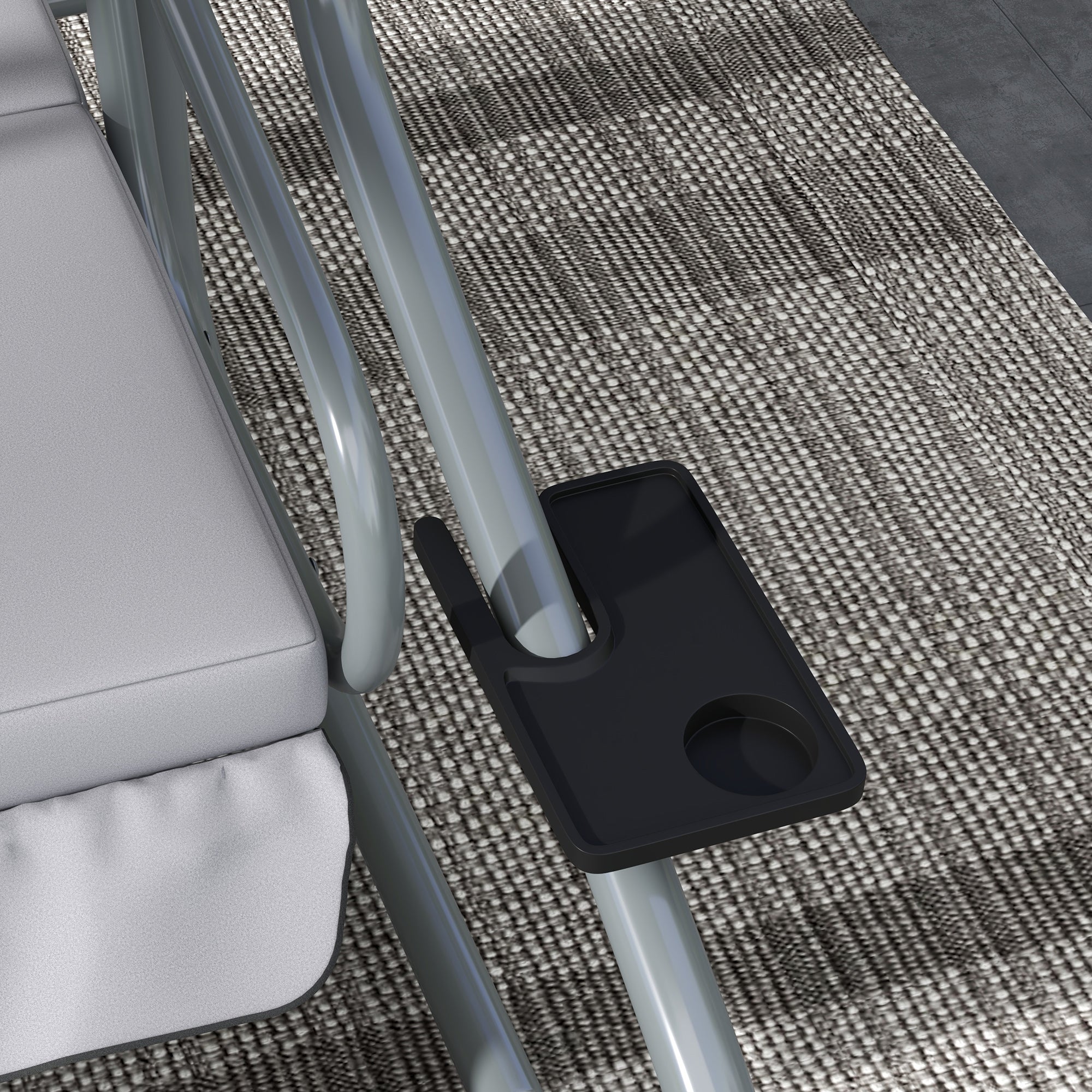 Swing Garden Bed with Adjustable Canopy and Trays, in Steel and Polyester, 200x120x164 cm, Gray - Borgè