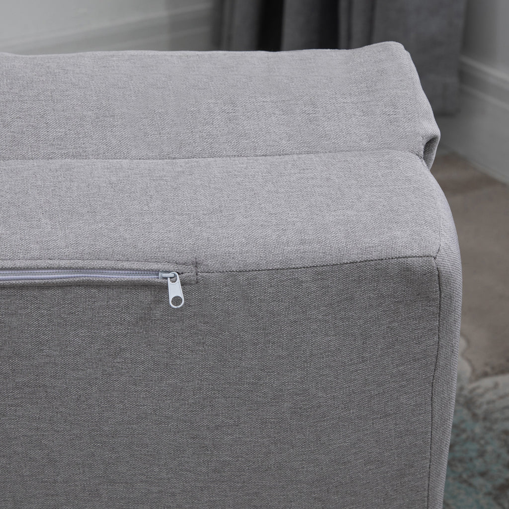 3-in-1 Sofa Bed, Convertible to a Chaise Longue and Floor Sofa with 2 Cushions, Light Grey