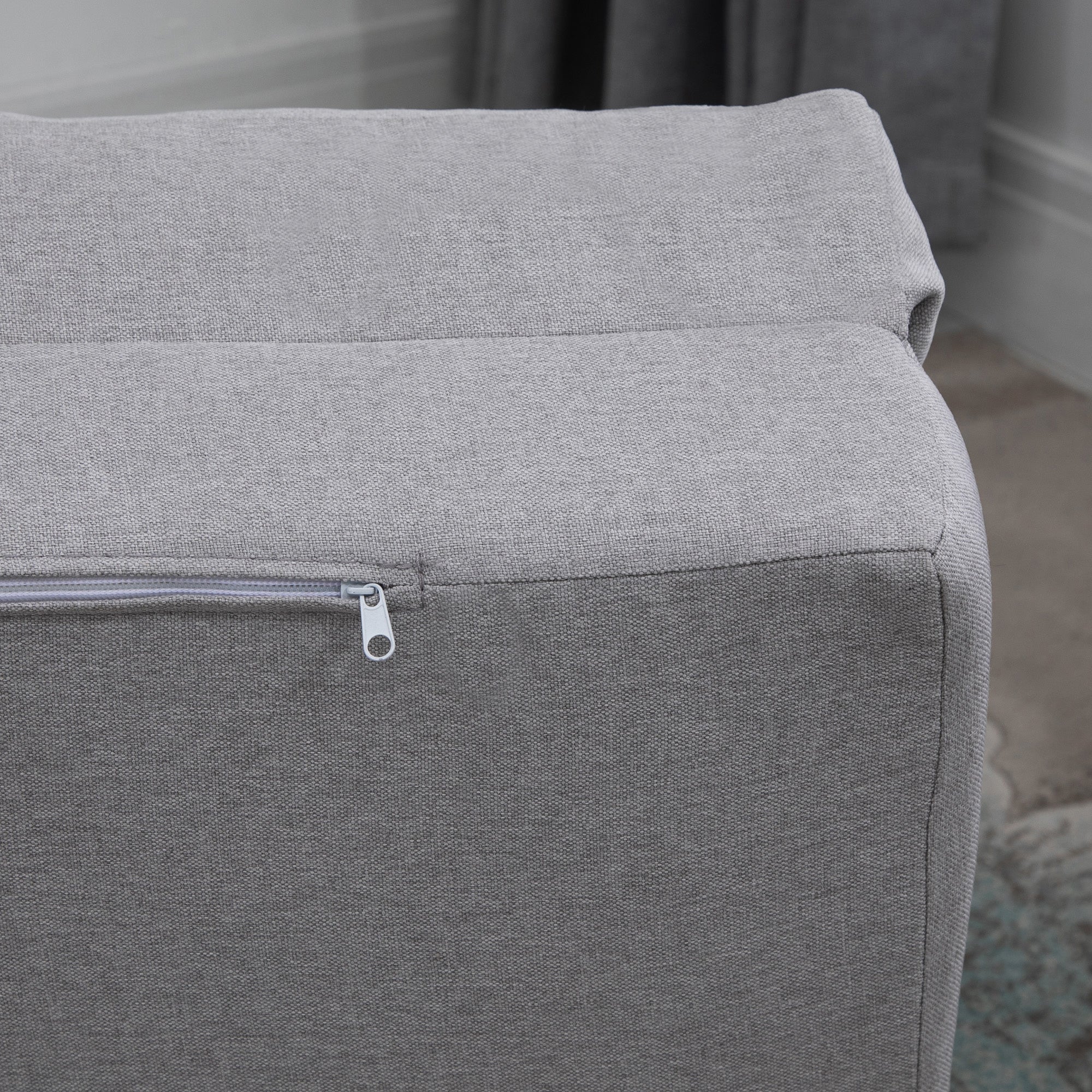 3-in-1 Sofa Bed, Convertible to a Chaise Longue and Floor Sofa with 2 Cushions, Light Grey