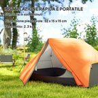 2 Person Camping Tent with 2 Vestibules, 2 Doors, 2 Windows and Carry Bag, 2.8x2.25x1.1 cm, Orange
