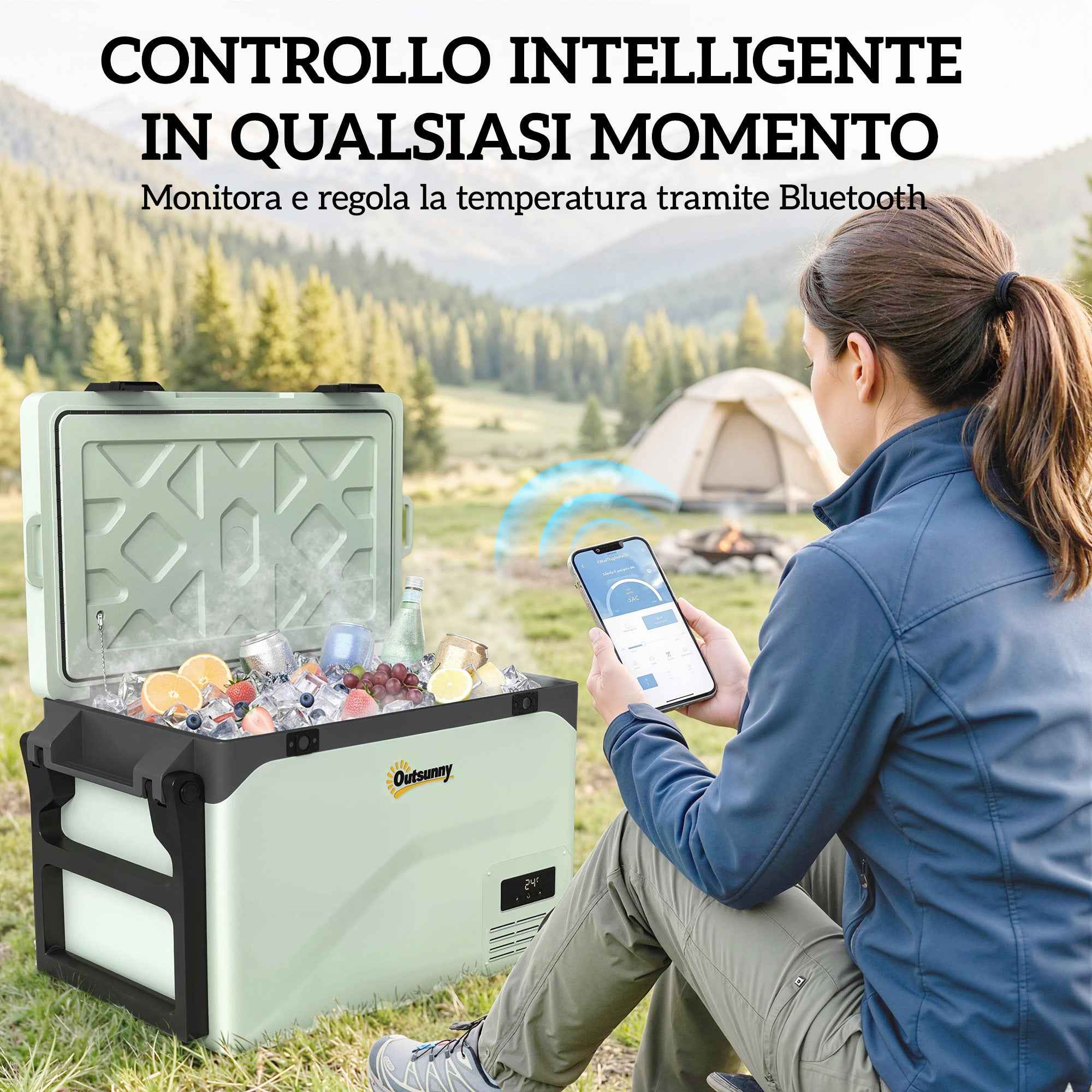 Outsunny 42.5L Portable Compressor Refrigerator with App Control, -20? to 20?