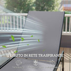 Outsunny Set of 2 Sun Loungers Adjustable in 5 Positions with Side Table and 2 Wheels, in Metal and Polyester, Grey