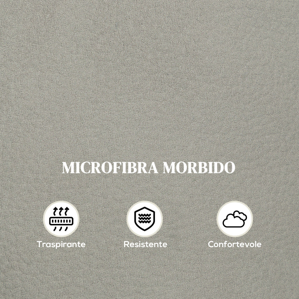 140° Reclining Chair with Footrest, in Microfiber, Foam and Metal, 84x91x102 cm, Grey