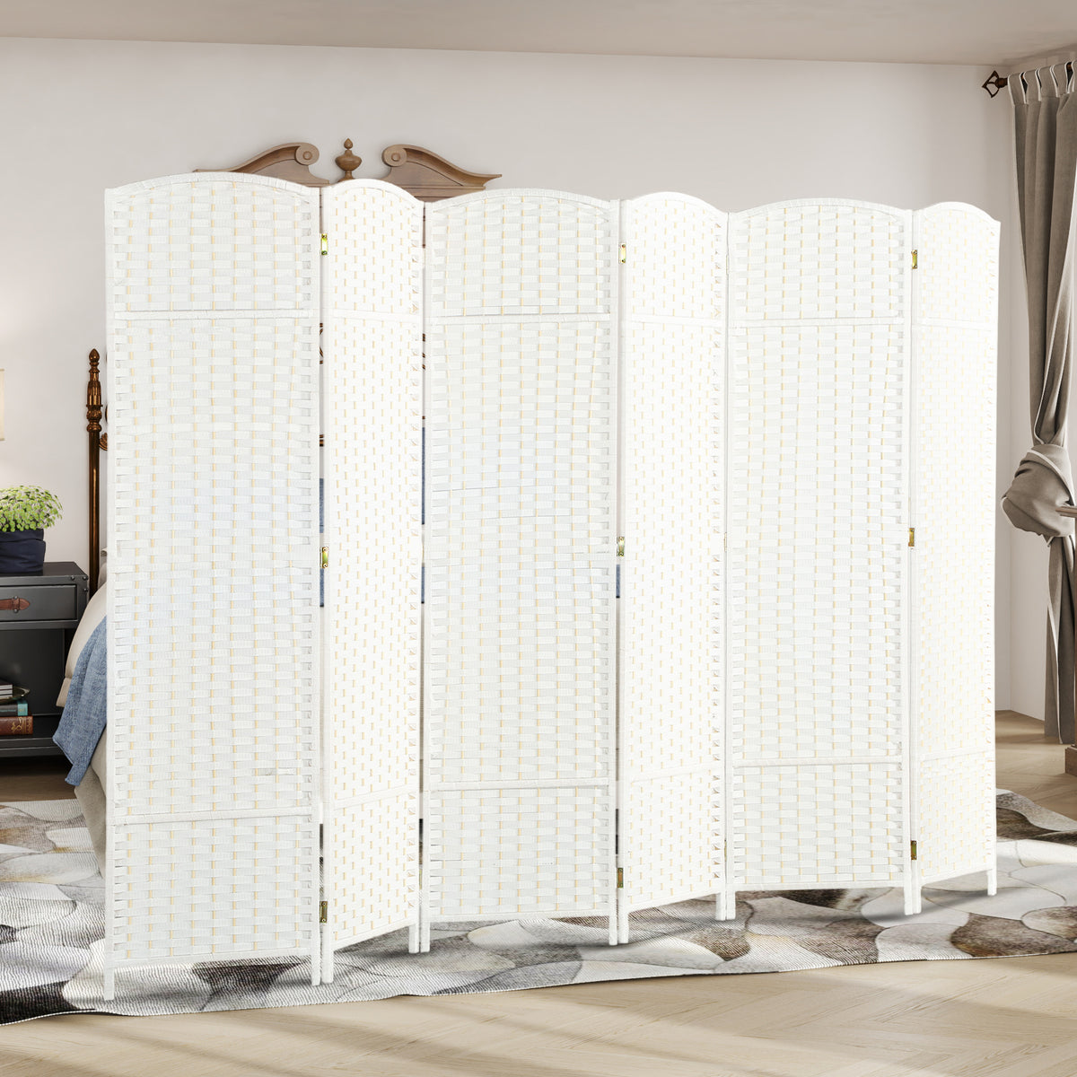 HOMCOM 6-Panel Folding Room Divider, 240x170 cm, White