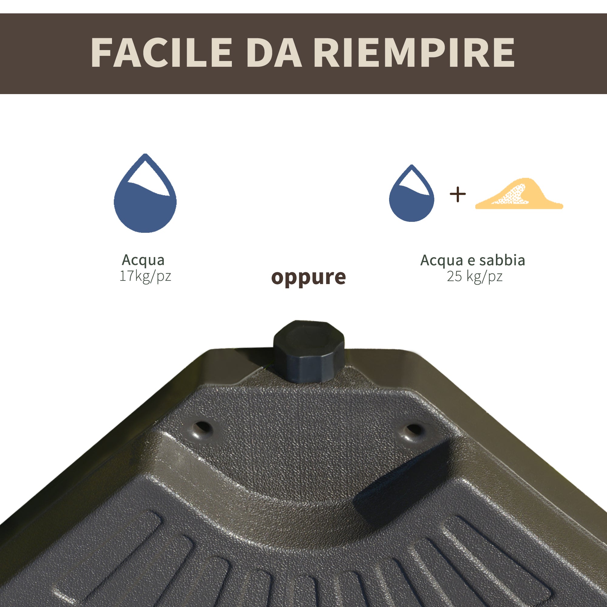Decentralized Garden Umbrella Stand with Cross Base, Set of 4 HDPE Tiles 66x45x10cm