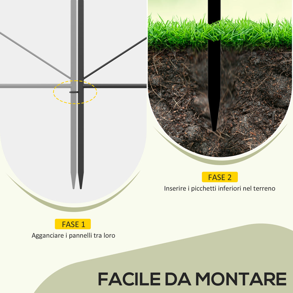 5-Panel Outdoor Metal Fence with Posts, 305x62 cm, Black