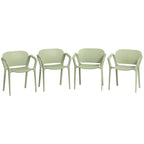 Set of 4 Stackable Garden Chairs in PP with Modern Design with Armrests 60x56x75 cm, Green