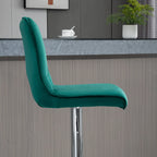 Set of 2 Modern Swivel Bar Stools with High Backrest and Footrest, Height-Adjustable Padded Kitchen Stools in Green Fabric, 41x51x97-117cm