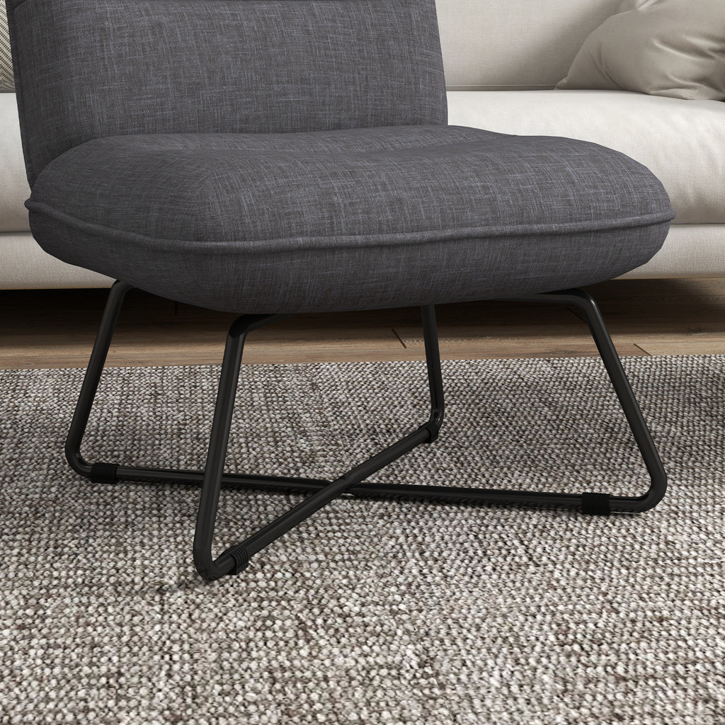 Modern Armchair with Steel Base and Fabric Upholstery, 61x68x83.5cm, Dark Grey