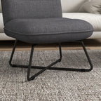 Modern Armchair with Steel Base and Fabric Upholstery, 61x68x83.5cm, Dark Grey
