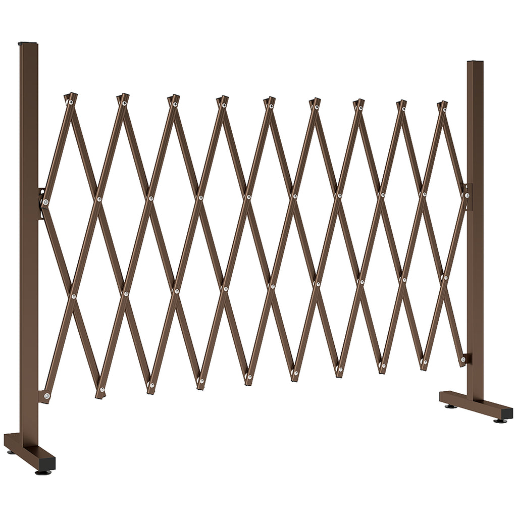Outsunny Adjustable Width Garden Fence, Metal and Aluminum, 250x31x103.5 cm, Brown