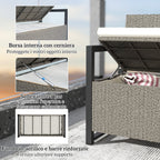 2 Seater Garden Bench with 151.5L Rattan Storage Chest with Backrest, Armrests and Cushion, Cream