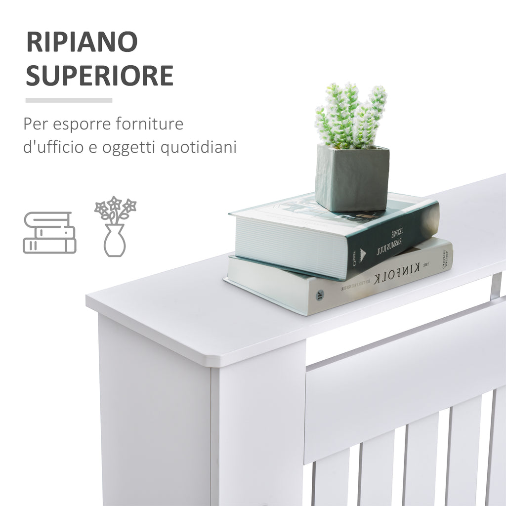 Slatted MDF Radiator Cover for Home and Office, 112x19x81 cm, White
