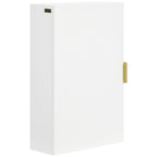 Wall-Mounted Bathroom Cabinet with Decorated Door, Gold Handle and Adjustable Shelves, 40x15x60 cm, White