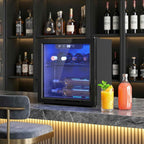 12-Bottle 36L Wine Cooler, Adjustable Temperature 4-16°C with UV-Resistant Glass, Black