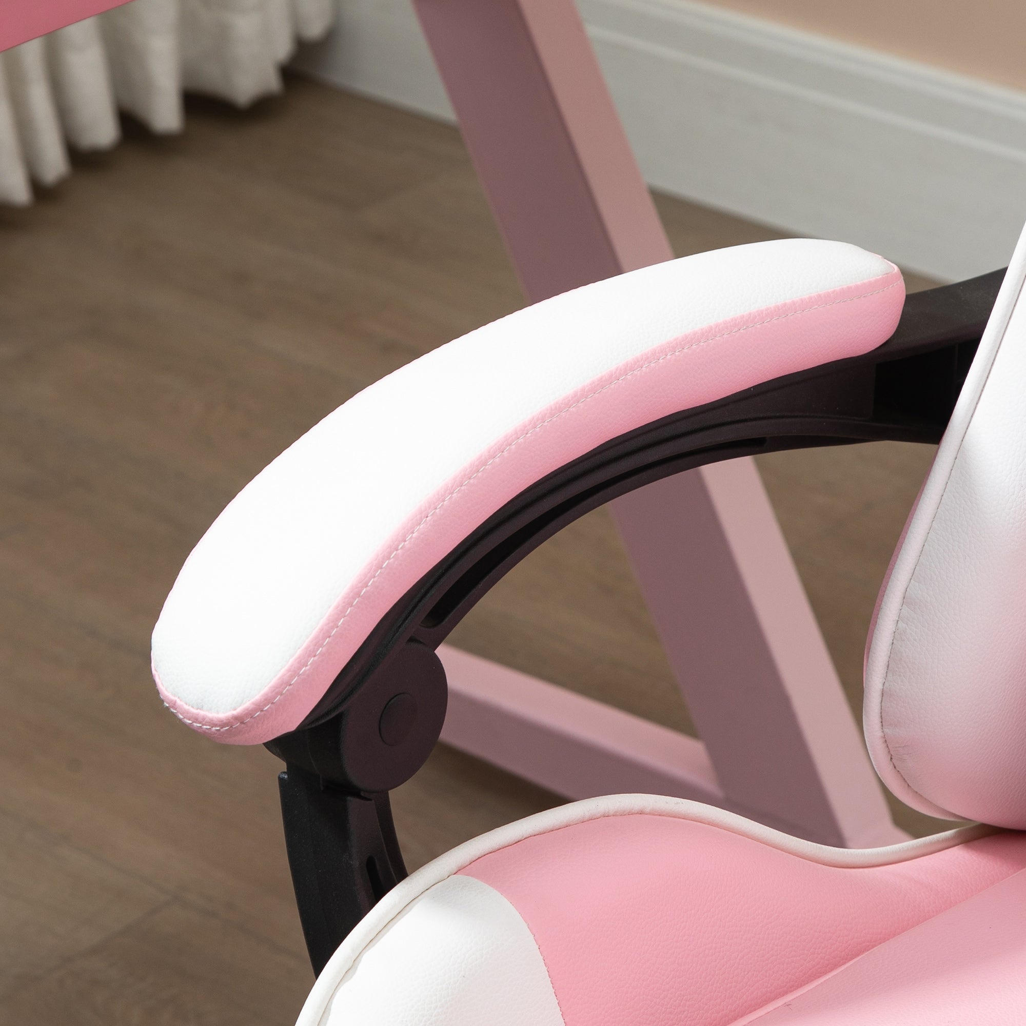 Vinsetto Ergonomic Reclining Gaming Chair with Headrest, Lumbar Cushion, Adjustable Height, Pink and White
