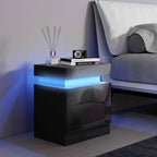 HOMCOM 16-Color LED Nightstand with 4 Modes and 2 Drawers, Wooden, 45x35x52 cm, Black