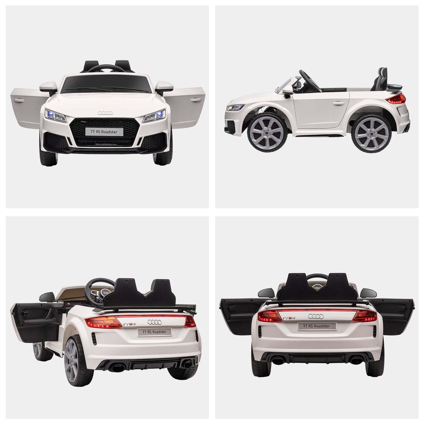 Electric Ride-On Car for Kids 3-5 Years AUDI TT with Remote Control, Opening Doors and LED Headlights, White