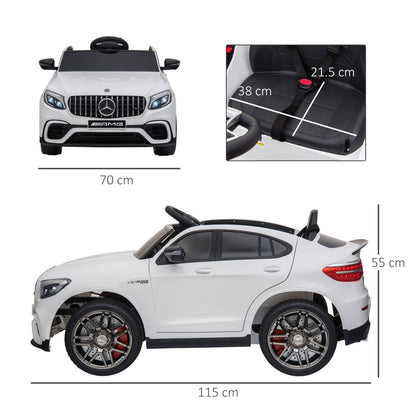 Electric Ride-On Car for Kids 3-5 Years Mercedes with Seat Belt and Remote Control, White - Borgè