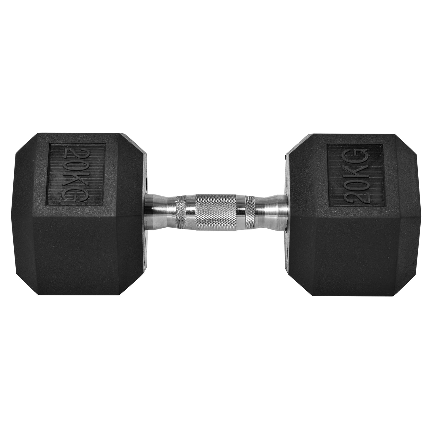 20kg Hexagonal Dumbbell in Steel and Rubber for Workouts in the Gym, Home and Office, Black