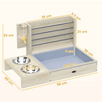 PawHut Hay Feeder with Hay Rack and Litter Box, Feeding Station, Natural Wood Color