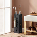 HOMCOM Modern Umbrella Stand with Drip Tray and Metal Hooks, 15.5x15.5x49 cm, Black
