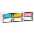 AIYAPLAY Children's Wooden Toy Storage Shelf with 6 Removable Plastic Bins, Multicolor