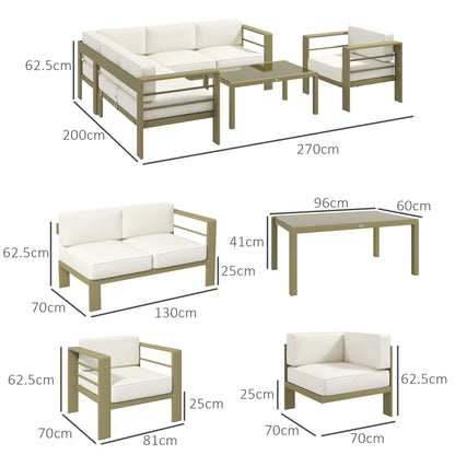 MIDERA | 5-piece garden set in aluminum with coffee table, 2 sofas, corner armchair and single armchair - Borgè