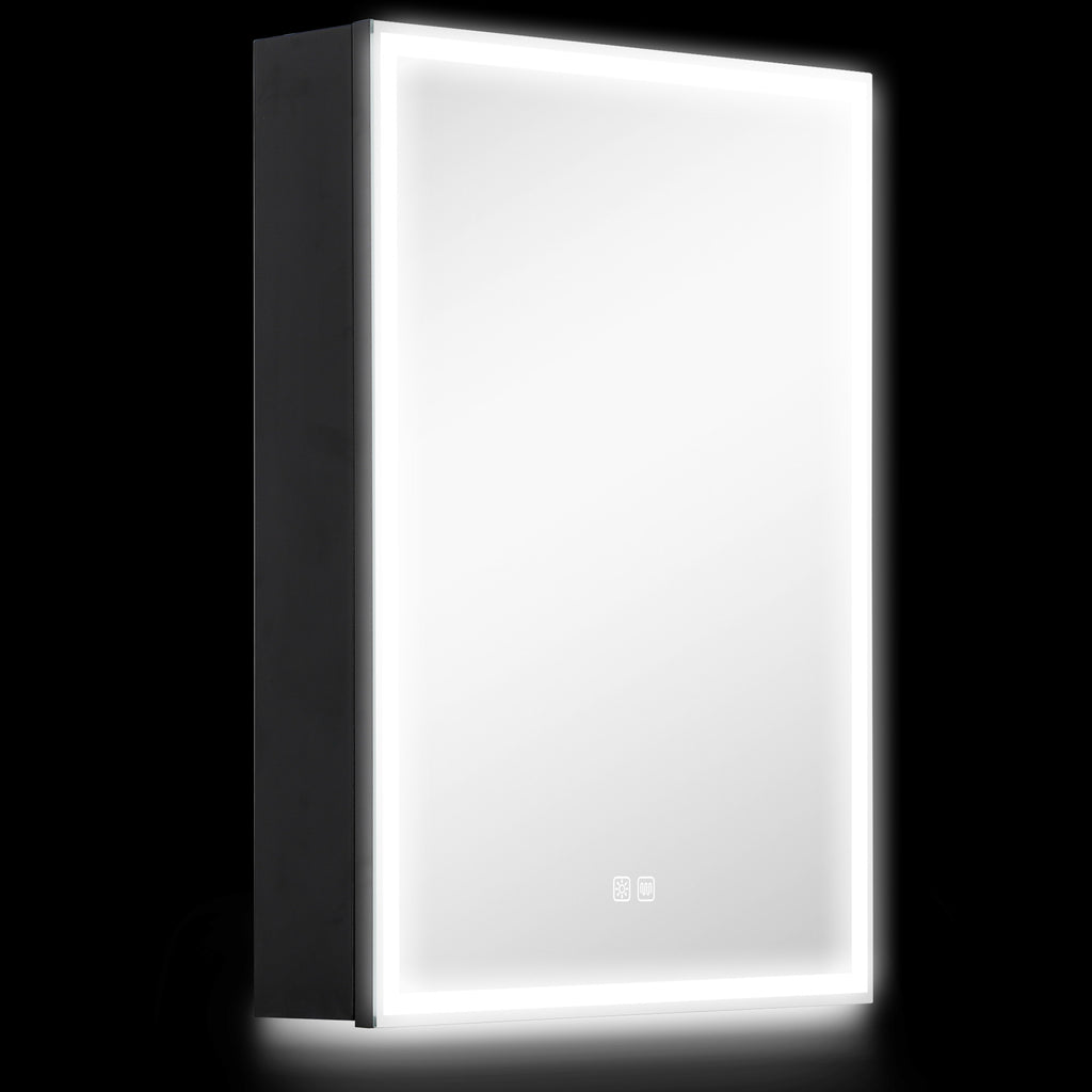 Bathroom Cabinet with Mirror, Adjustable LED Lights and Anti-Fog Function, Black