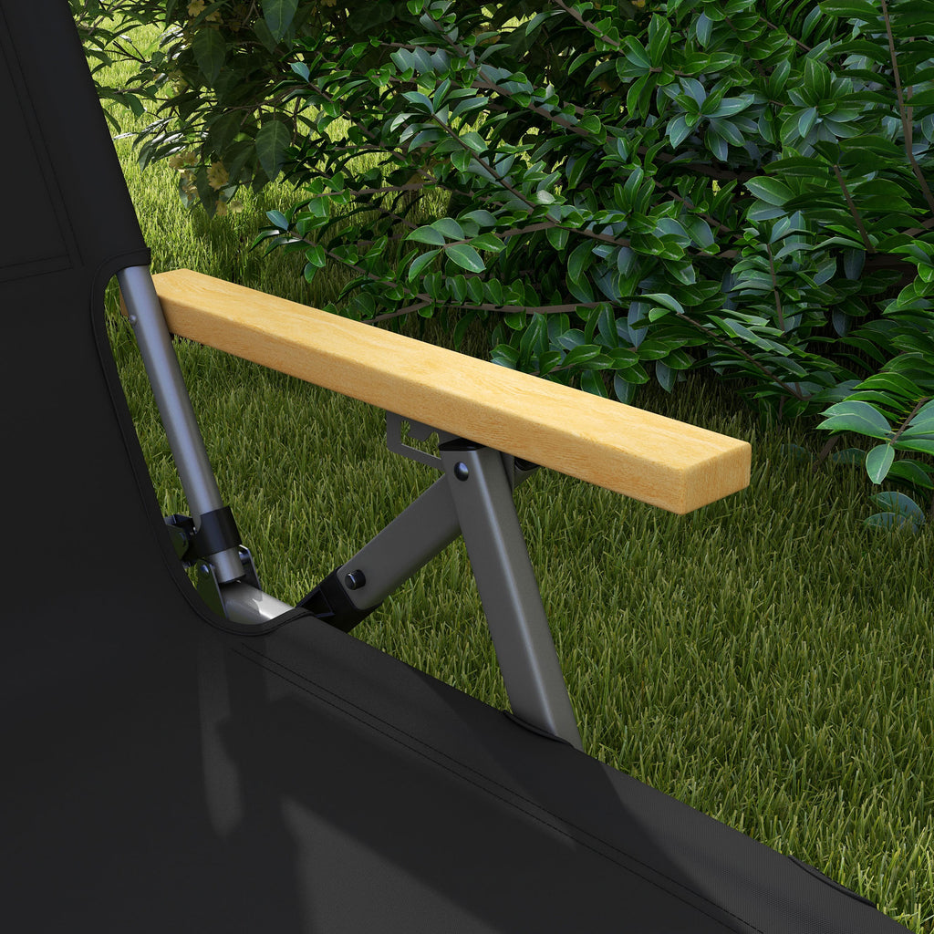 Folding Camping Chair with Adjustable Backrest, Aluminum and Polyester 74x59.5x98 cm, Black