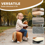 AIYAPLAY Electric Horse for Children with Pedals, Wheels and Sounds, Plush and Metal, 74x34x51 cm, Brown