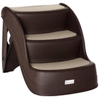 Folding Dog Ladder with 3 Non-Slip Steps in PP, 49x38x38 cm, Brown