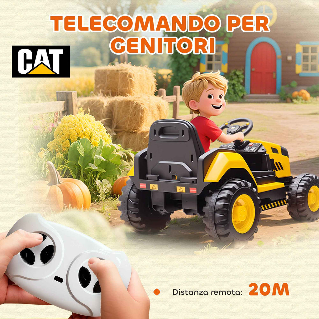 AIYAPLAY Electric Ride-On Toy Car for Children 3-6 Years, Official CAT Brand, 12V, Manual and Remote Control, Yellow