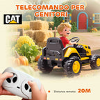 AIYAPLAY Electric Ride-On Toy Car for Children 3-6 Years, Official CAT Brand, 12V, Manual and Remote Control, Yellow