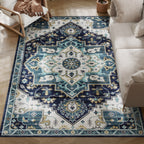 Boho Rug Non-Slip and Washable Short Pile for Living Room and Bedroom, 230x160 cm, Multicolor