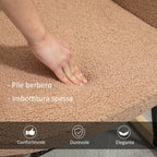 Upholstered Rocking Chair in Wood and Steel for Living Room and Bedroom, 71x98x101 cm, Brown